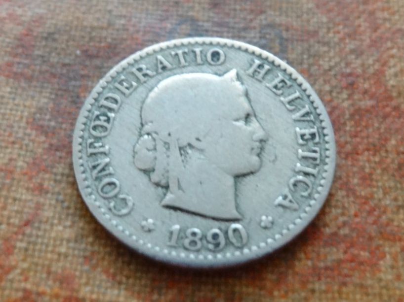 Alle Münzen: 5 Rp. 1890  (C) – Gebraucht aus Romanel-sur-Lausanne von Swift13