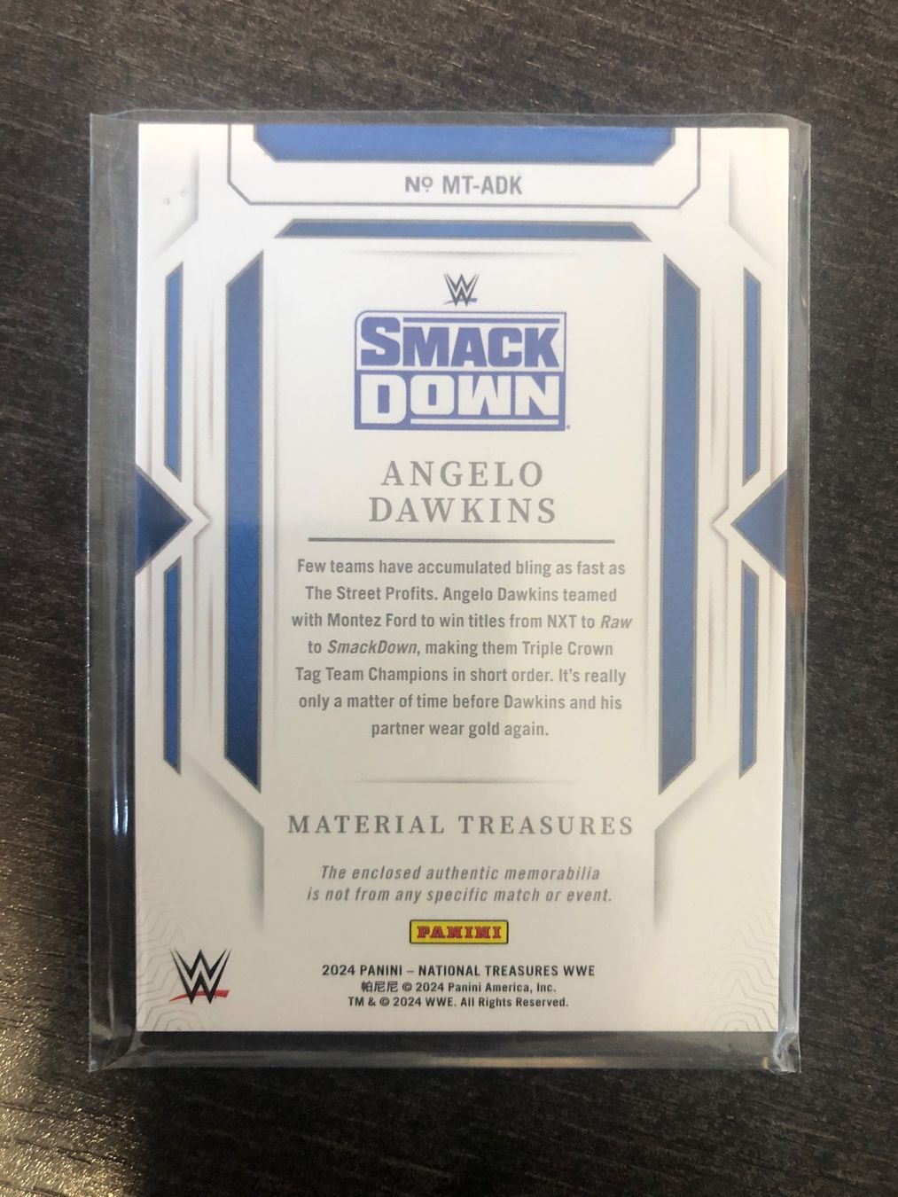 Topps Carte collezionabili: Panini National Treasures WWE Angelo Dawkins Patch /99 – Usato da Wangenried venduto da Garagara 1