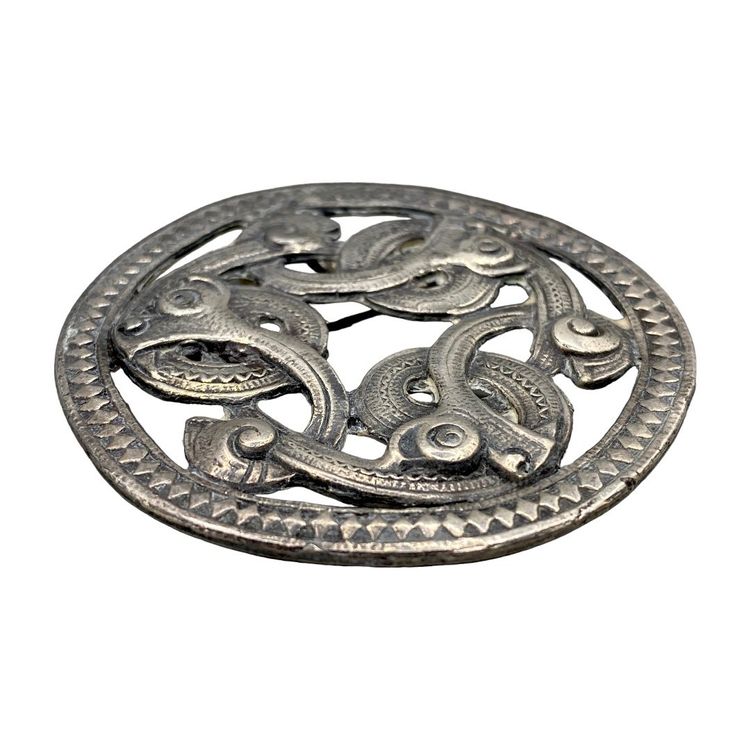 Broche Barrette Ancienne En étain Argenté, Signée, Comme Neuve