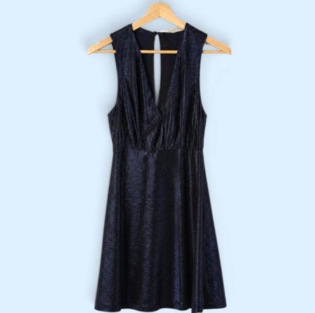 Sandro Robe de soirée bleu marine scintillante Taille L