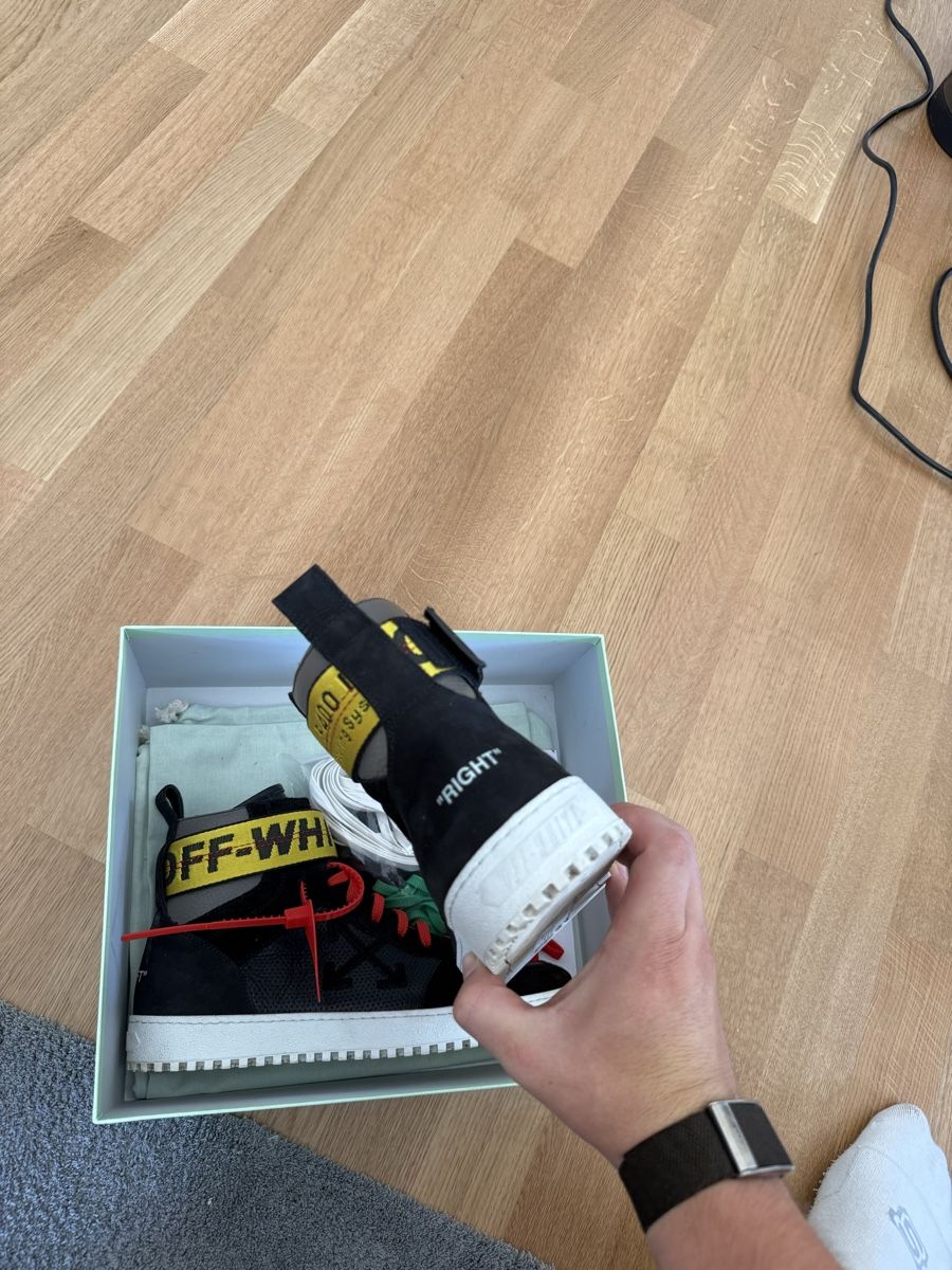 Off-White Scarpe da uomo: Off-White OFF-WHTIE Drilled Leather High Top 'Black'  – Nuovo (secondo la descrizione) da Genève venduto da iry_67wr 1