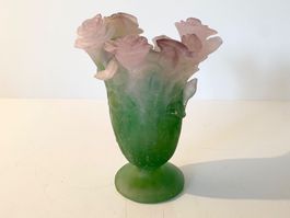 Daum Rose Passion Pate de Verre Vase signiert