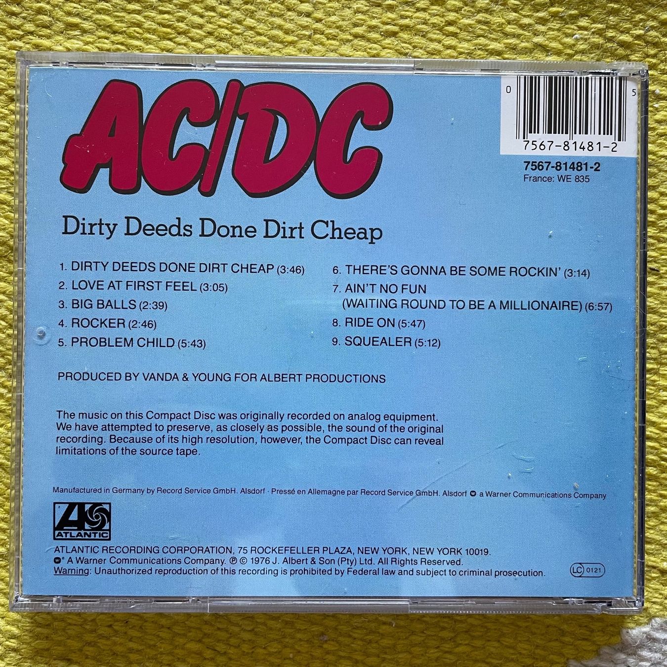 CDs: AC DC-DIRTY DEEDS DONE DIRT CHEAP – Gebraucht aus Rorschacherberg von  1