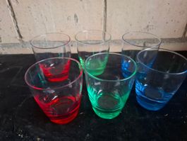 6 farbige Trinkgläser Set gebraucht guter Zustand