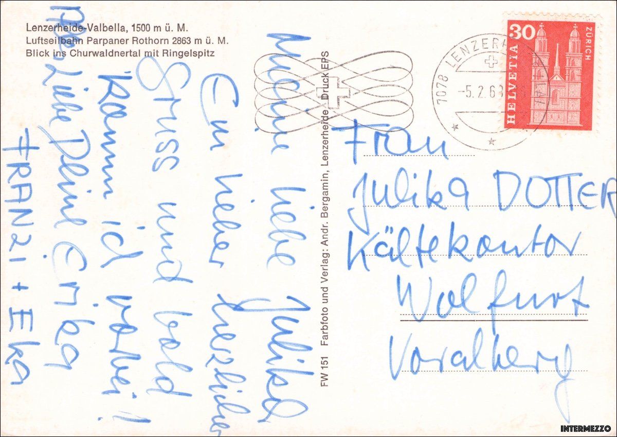 Cartoline postali: Lenzerheide GR // 1968 Seilbahn Parpaner Rothorn // Winter – Usato da Basel venduto da intermezzo12 1