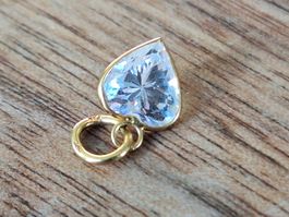 Herz Anhänger Gelbgold 14K (punziert 585) weisser Saphir 