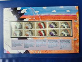 10 Stk USA 25 Cent  Indianer Kopfschmuck Briefmarken 1990