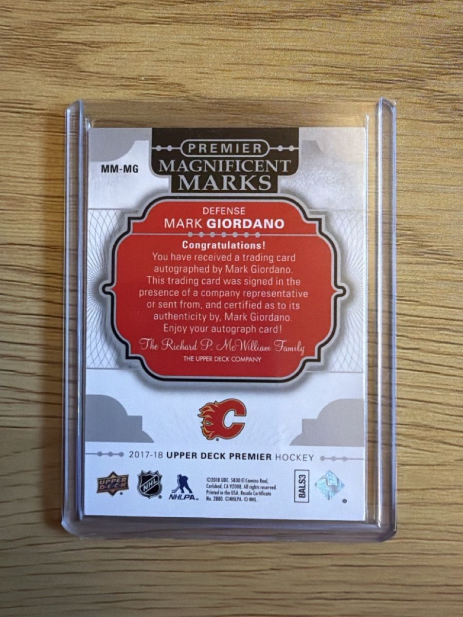 NHL Carte collezionabili: Mark Giordano, Premier Magnificent Marks Auto, Calgary – Nuovo (secondo la descrizione) da St. Stephan venduto da MinoPP 1