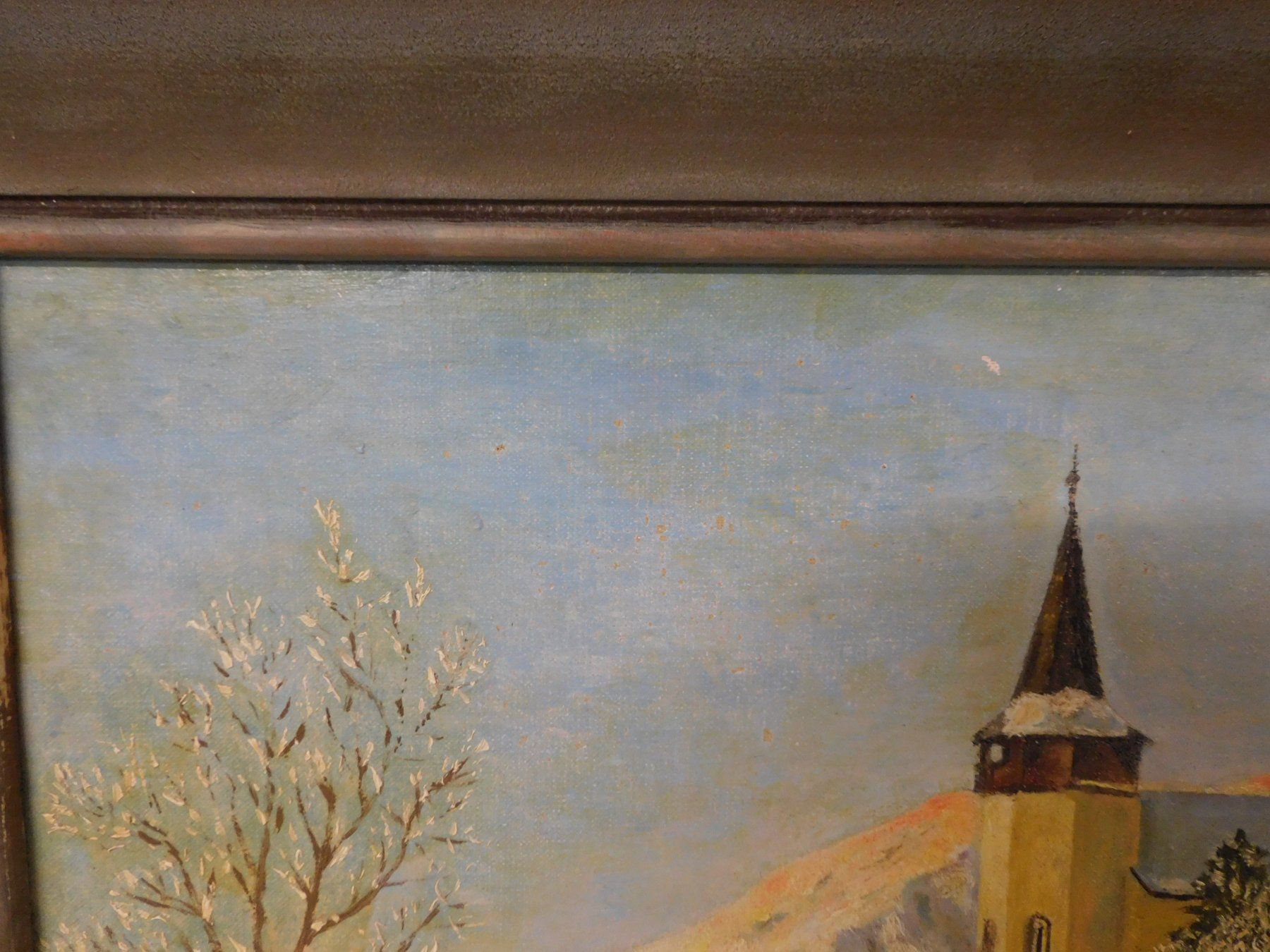 Dipinti: Winterliches Ölgemälde mit Kirche im Rahmen, signiert – Usato da sursee venduto da trilli-tralli 4