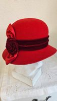 Filzhut Rot mit Rose Kopfumfang 53 - 54 cm / S