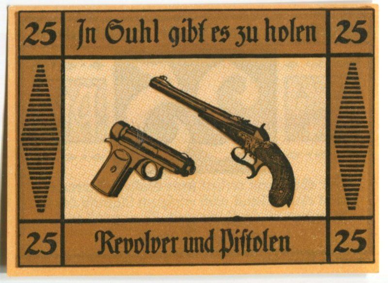 Banknoten: Notgeld "25 Pfennig. Suhl" – Gebraucht aus Basel von Butsch5