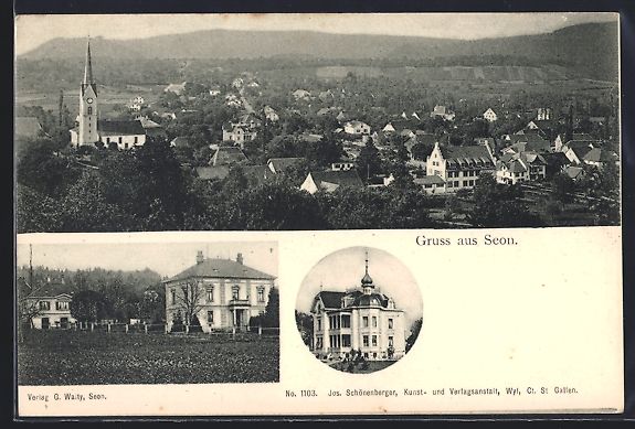 Cartoline postali: AK Seon, Teilansicht, Ortspartien – Usato da Berlin venduto da bartko-reher
