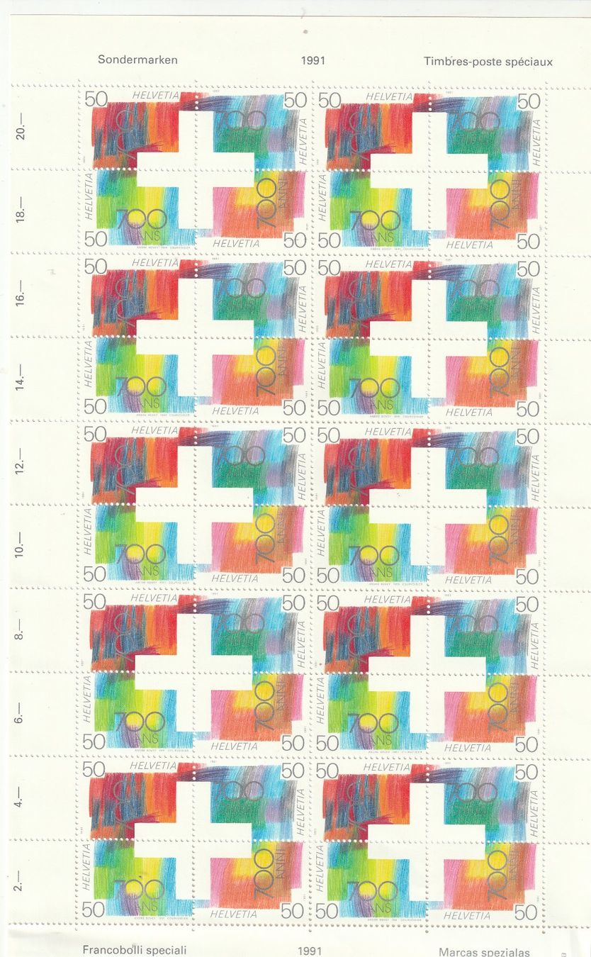 Tous les timbres: CH Briefmarkenbogen  mit Sondermarken 1991 Postfrisch – D'occasion à Rupperswil par Ema10