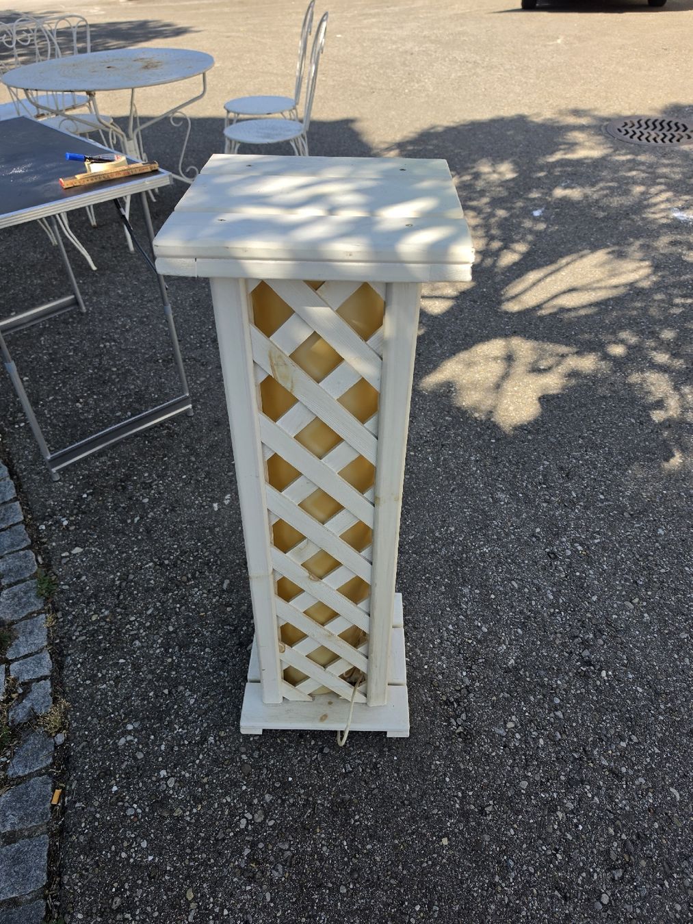 Lampen: Stehlampe Holz Gitter weiss gebraucht.. – Gebraucht aus Mettlen von elios0888 2