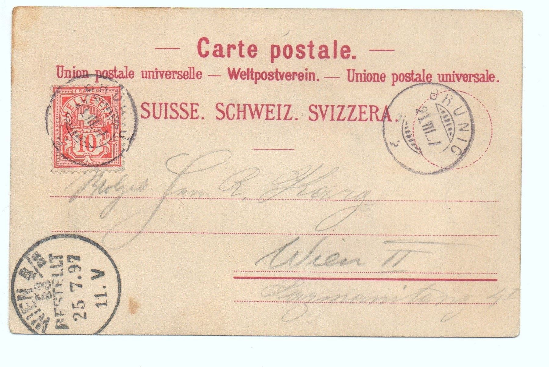 Cartoline postali: LITHO 1897 ! BRÜNIG, Bahnhof mit Bahn – Usato da Jona venduto da philajona 1