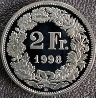 2 Franken 1998 pp / prf / aus Münzsatz / in einer Münzkapsel