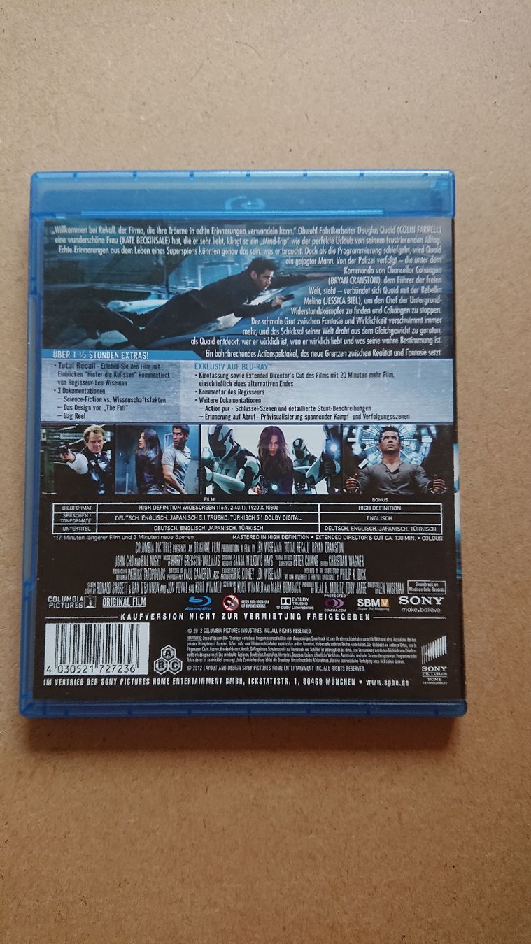 Tutti i DVDs: Total Recall Extended Director's Cut Blu-ray  – Usato da Chur venduto da FreakofRarity 1