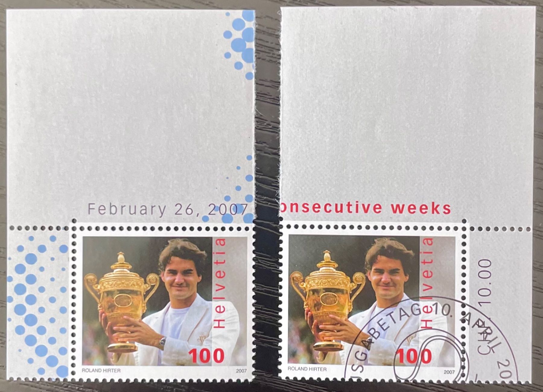 Tutti i francobolli: Zwei Sondermarken Roger Federer – Nuovo (secondo la descrizione) da Bern venduto da schm1969