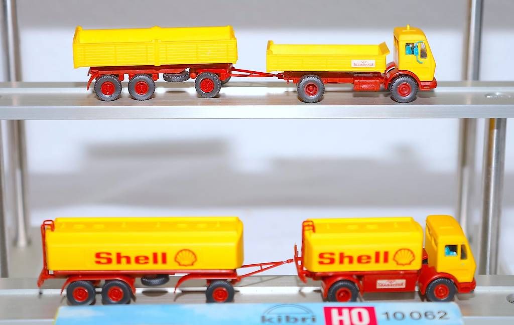 Kibri Modellautos: VINTAGE KIBRI HO SHELLTANKWAGEN +ANHÄNGER  + KIPPER +ANHÄNGE – Gebraucht aus Ipsach von Merlux