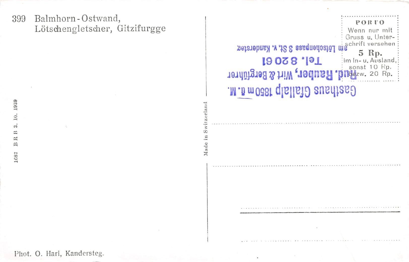 Cartoline postali: Lötschental, E. Gyger – Usato da Ottikon b.Kemptth. venduto da Neptun1974 3