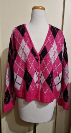 Pink Argyle Strickjacke, Divided H&M, Top Zustand, Gr. XL