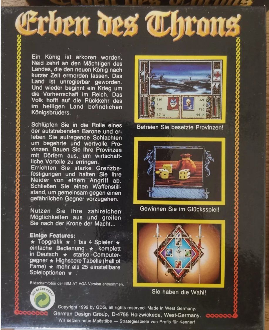 Giochi: Erben des Thrones 5.25" Floppy C64 / 128 1992 – Usato da Bad Ragaz venduto da MR_BR 2