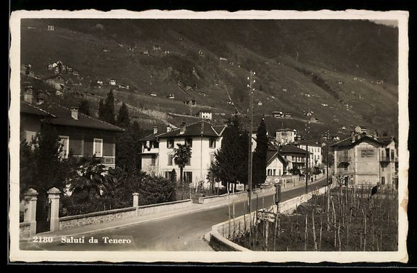 Cartoline postali: Tenero, Veduta della strada con case e v – Usato da Berlin venduto da bartko-reher