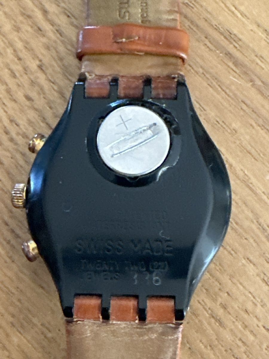 Swatch Orologi: Swatch Chronograph mit Original Lederarmband Vintage Uhr – Usato da Luzern venduto da Fjus 6