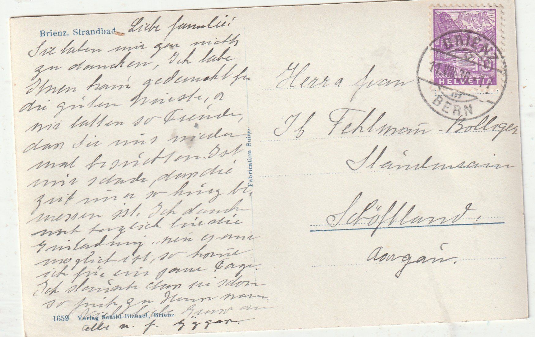 Cartoline postali: Brienzer Strandbad. Alte Karte – Usato da Lumbrein venduto da made02 1