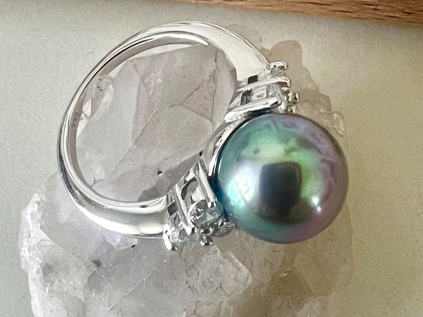 Ringe: TRAUM Silber Ring 925 - schillernde Echt Perle & Zirkonia – Gebraucht aus Ruswil von artbyhand 5