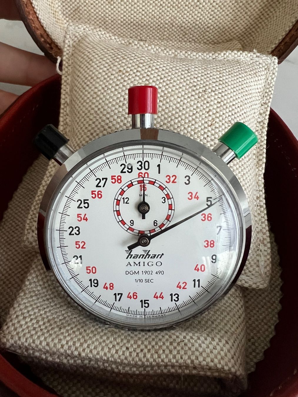Hanhart Uhren: Hanhart Leder Case mit Stoppuhr – Gebraucht aus weggis von Minusio12 3