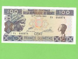 Seltene 100 Francs Guinéens Banknote, Jahrgang 1960!