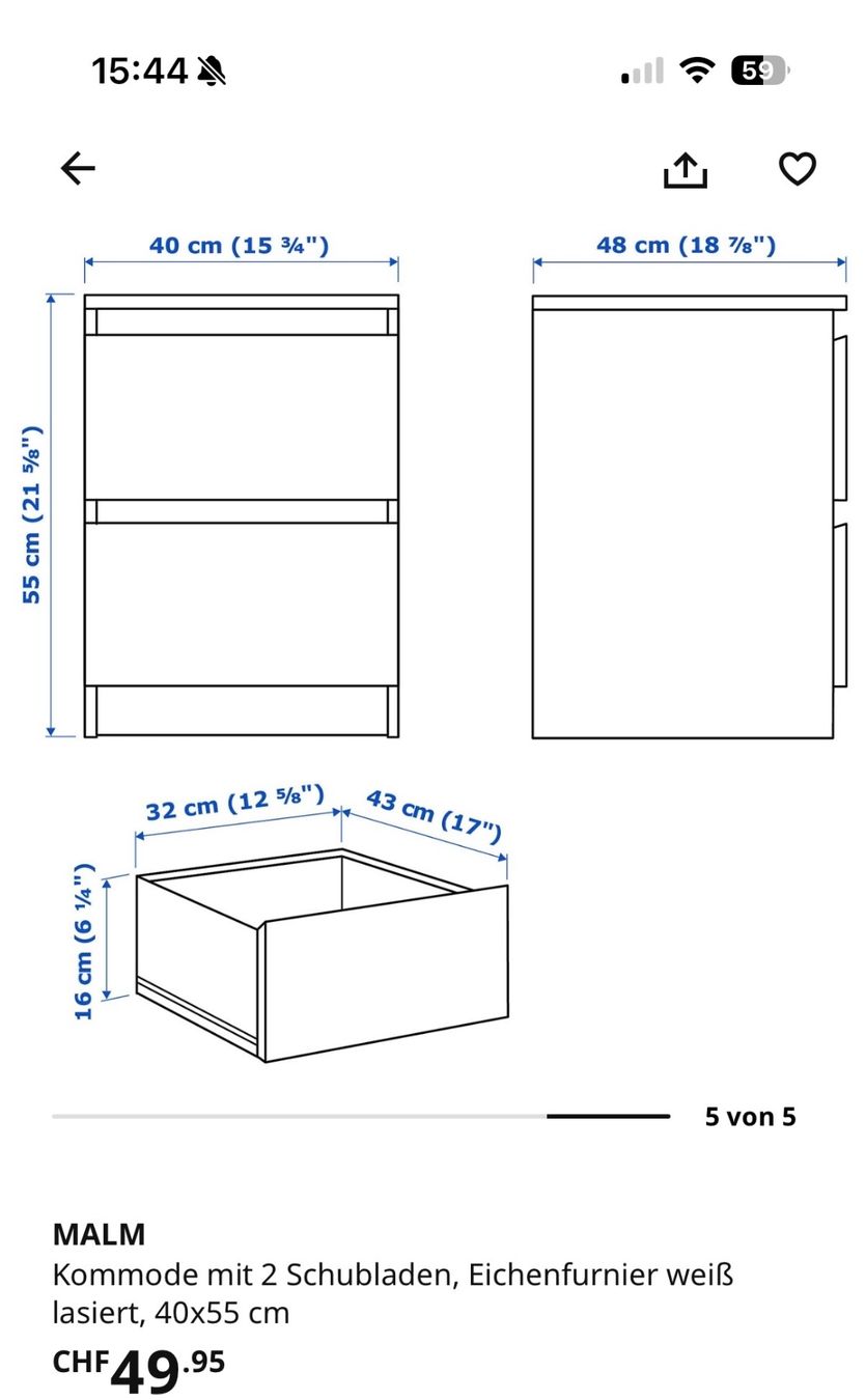 Ikea Betten: Malm - Bettgestell ohne Lattenrost & 2 Kommode – Gebraucht aus Olten von _Dimi_ 5