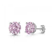 Ohrstecker rund pink 4mm Silber 925 mit Zirkonias
