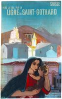 LA LIGNE DU SAINT-GOTHARD SBB 1952 - Affiche originale