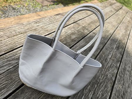 Korb: Korbtasche Leder blanc cassé-ANGEBOT