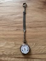 Antike Taschenuhr mit Kette, Dame mit Schild