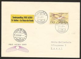 Sonderflug mit F 45b 1949 Schweiz Luftpost Katalog 200.-