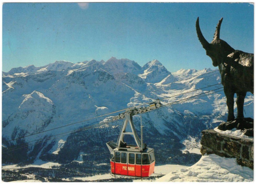 Cartoline postali: St. Moritz - Luftseilbahn Corviglia--Piz Nair – Usato da Binningen venduto da Mountainrider