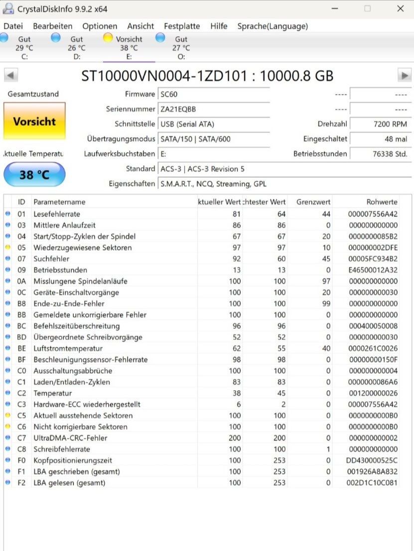 Seagate Dischi rigidi: Seagate IronWolf 10TB NAS Festplatte – Usato da Holderbank SO venduto da ann_lg6r 2