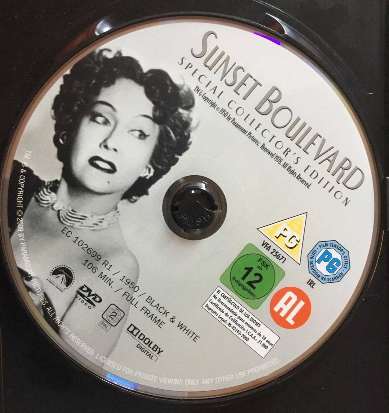 Tutti i DVDs: SUNSET BOULEVARD - DVD Billy Wilder  Holden Swanson Stroheim – Usato da Zürich venduto da kalikabisa 6