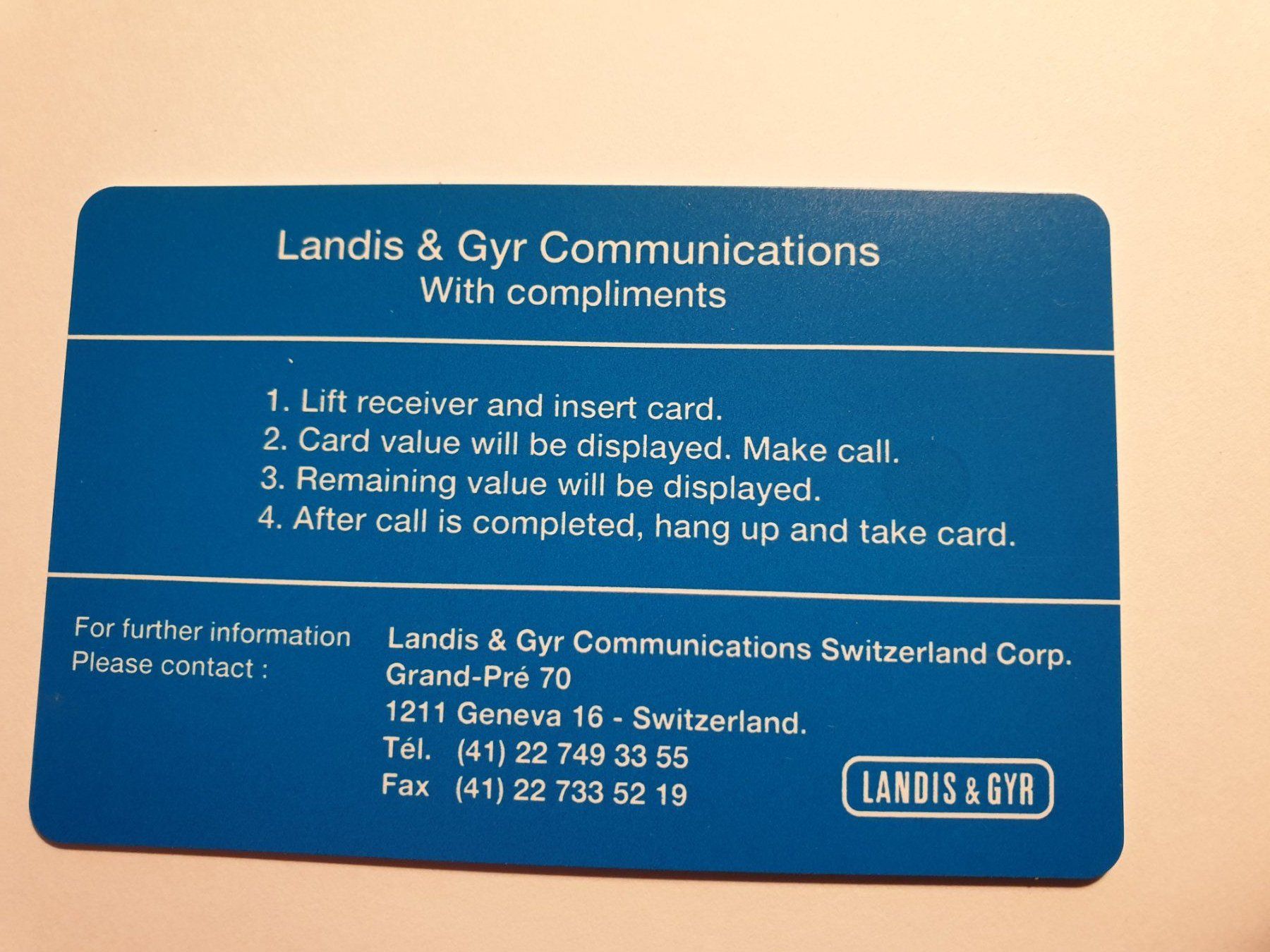 Schede telefoniche: Landis&Gyr – Usato da Rain venduto da chesz 1