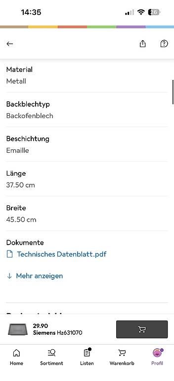 Teglie da forno: Backblech Siemens Hz631070 – Usato da Bern venduto da Nils_borgmann 1