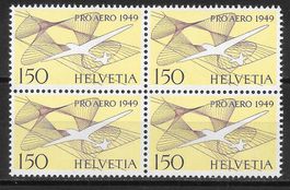 Flugpost F45 Viererblock Pro Aero 1949 ** 27.4.1949