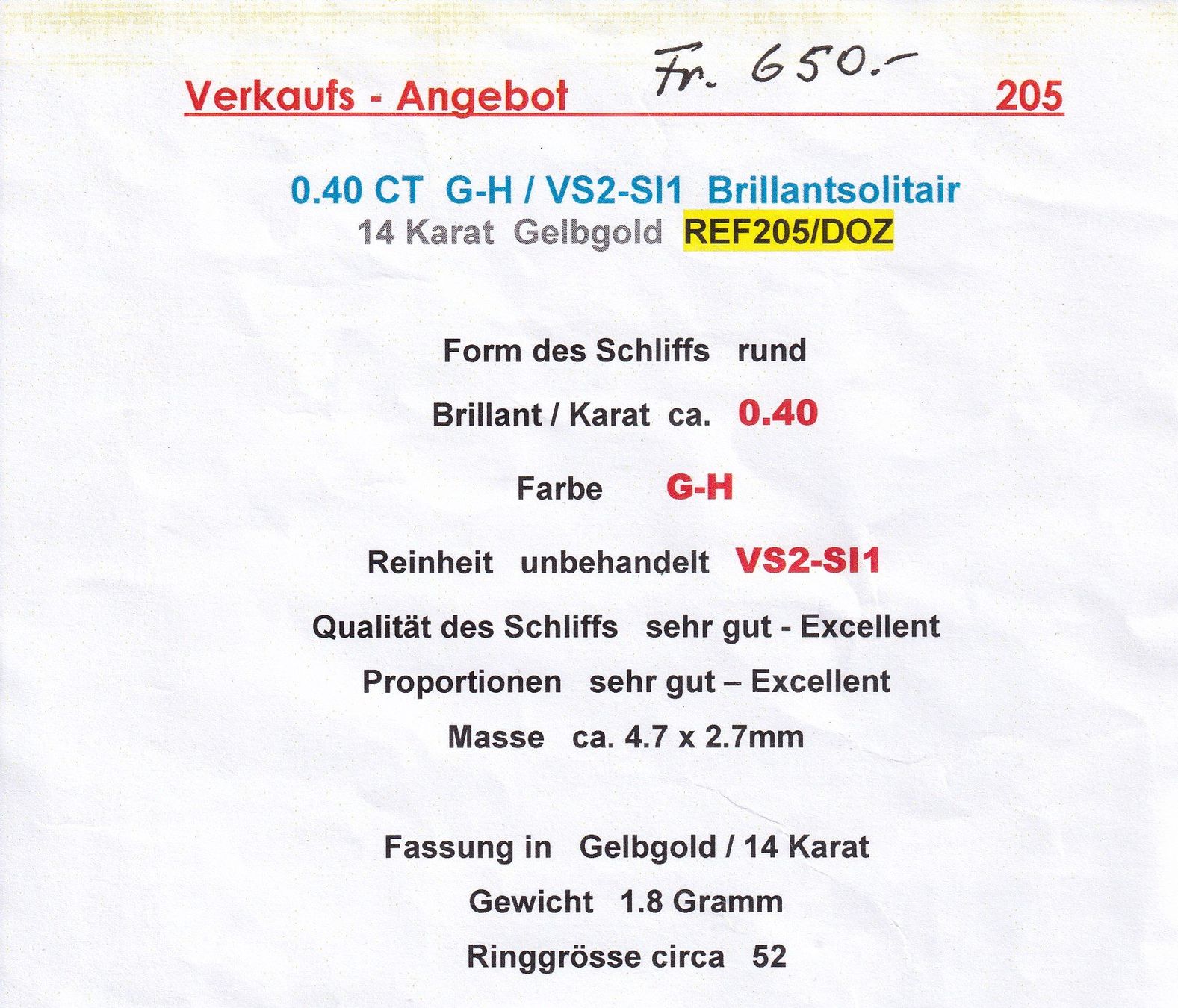 Anelli: Neuer Solitär - Diamantring 0.40 Karat – Nuovo e nell'imballaggio originale da Roggwil /BE venduto da elegance45 5