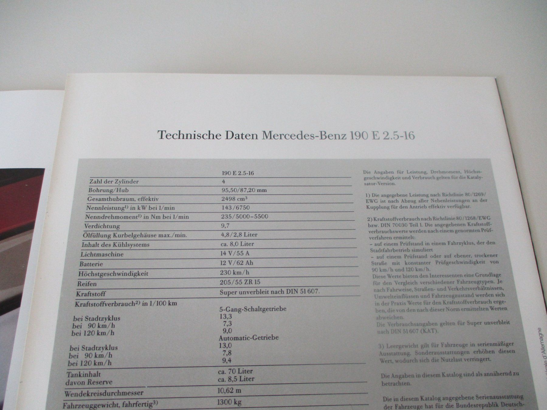Mercedes-Benz Dokumente: PROSPEKT MERCEDES 190E 2.5-16V – Gebraucht aus Langnau i. E. von Superseven69 8