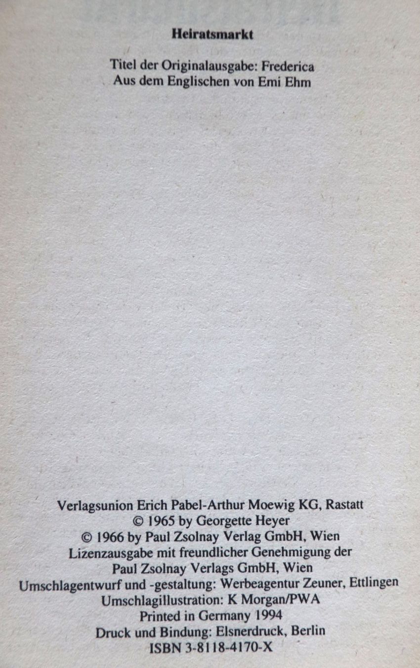 Libri: Heiratsmarkt von Georgette Heyer – Usato da Glattfelden venduto da Vrenely 4