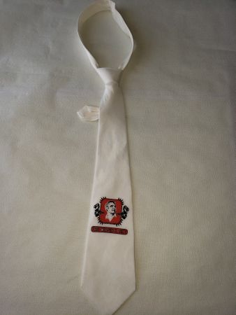 Krawatte weiss "FREE WERNER K. REY" 100% Seide, Vintage