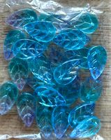 Glasperlen blau Blätterform, 25 Stück