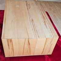 Table basse de luxe en hêtre massif + roulettes état neuve